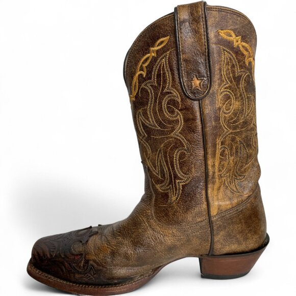 Tony Lama Brown Leather Western Cowboy Cowgirl Boots Women's 9 B - Picture 5 of 13